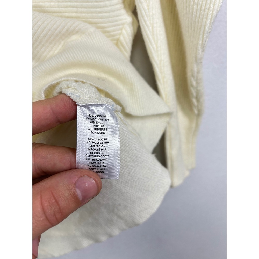 Minimalist Truth by Republic Womens Medium Cream Ribbed Batwing Cardigan Sweater - Picture 4 of 9